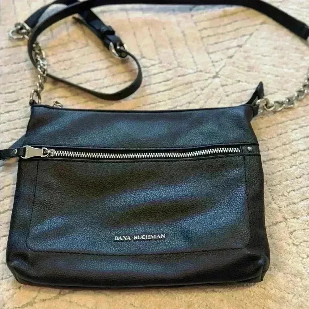 Dana Buchman black faux leather crossbody purse